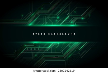 Electronic Cyber Technology Background With Black Banner