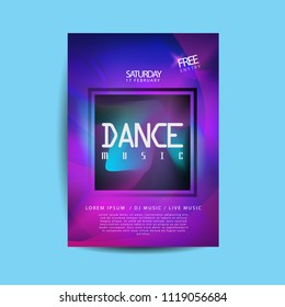 electronic dance music cover template for summer fest or club party flyer, colorful waves with gradient background