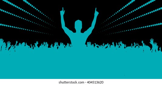 Electronic dance music festival with dancing people
