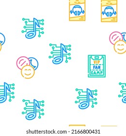 Electronic Dance Music Vector Seamless Pattern Color Line Illustration