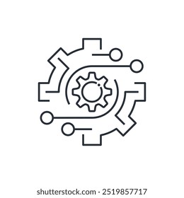 Electronic data processing  interchange system . Hi-tech service. Vector linear icon isolated on white background. 