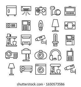 electronic device and appliance icons set line design