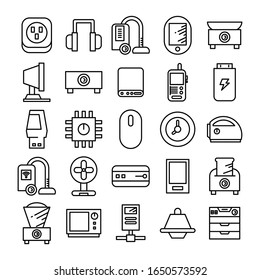 electronic device and appliance icons set line design