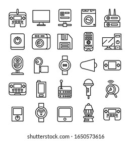 electronic device and appliance icons set line design