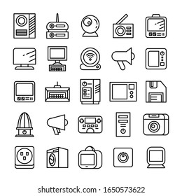 electronic device and appliance icons set line design
