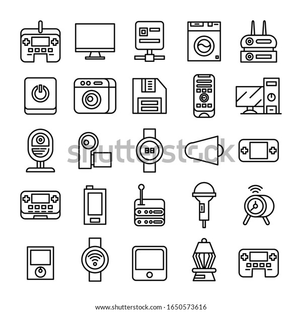 electronic\
device and appliance icons set line\
design