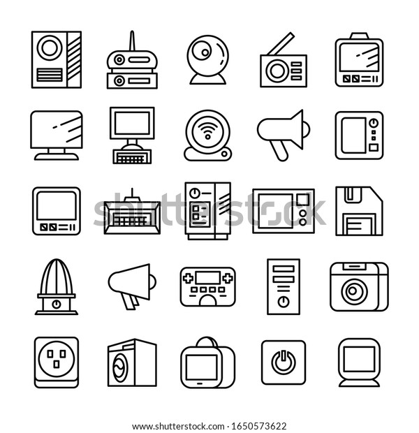electronic\
device and appliance icons set line\
design