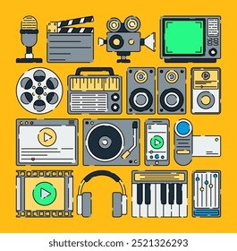 Audio- und Video-Multimedia-Illustration für elektronische Geräte