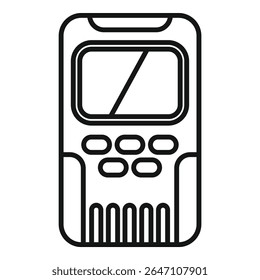 Electronic device with blank screen, buttons and lines at the bottom