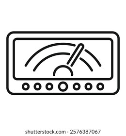 Electronic device with buttons and display showing speedometer data, ideal for technology and measurement concepts 