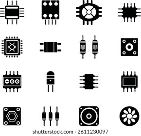 Electronic Device Circuit Vector Icons
