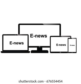 electronic device in color. smart phone, computer, tablet. vector set