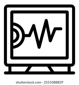 Electronic device displaying heartbeat pulse, representing patient monitoring and medical technology