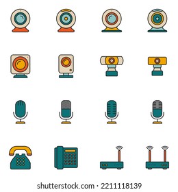 Electronic Device Filled Line Icon Set
