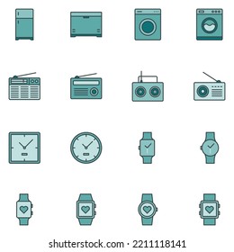 Electronic Device Filled Line Icon Set