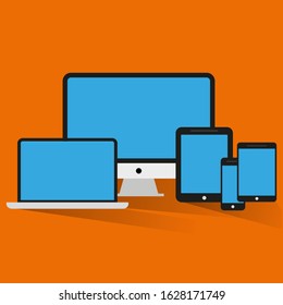 Electronic device flat icons. Set of blank screen devices