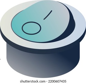 Electronic device or gadget, isolated realistic on and off button. Turning and switching to start or finish command. Remote controller, rounded shape of knob piece. Vector in flat style illustration