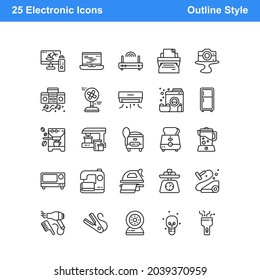 icono de dispositivo electrónico diseñado en estilo de línea y estilo de contorno