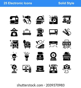 electronic device icon designed in solid style and glyph style