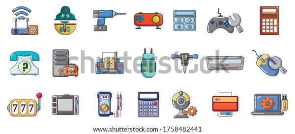 Electronic device\
icon set. Cartoon set of electronic device vector icons for web\
design isolated on white\
background