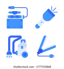Electronic Device icon set = pen tablet, flash light, vacuum cleaner, hair iron
Perfect for website mobile app, presentation, illustration and any other projects.