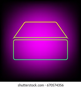 Electronic device icon. Vector. Yellow-green gradient linear icon on magenta light as background