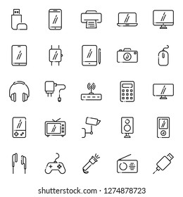 Electronic device icons pack. Isolated electronic device symbols collection. Graphic icons element