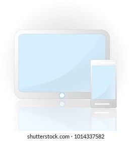 Electronic device isolated on white background. tablet and phone Vector icons