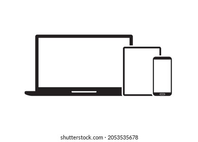 electronic device with laptop, tablet and smartphone vector icon