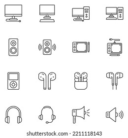Electronic Device Line Icon Set