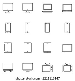 Electronic Device Line Icon Set