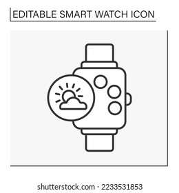  Electronic device line icon. Weather service. Electronic watch accessory..Smartwatch concept. Isolated vector illustration. Editable stroke