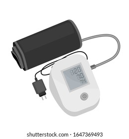An electronic device for measuring blood pressure. Pressure control, the problem of hypertension. Vector illustration.