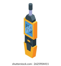 Dispositivo eletrônico que mede os níveis de temperatura e humidade em vista isométrica