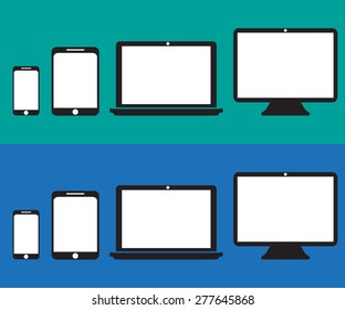 Electronic device phone and tablet stylish flat icons Vector illustration