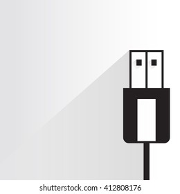 electronic device plug, computer plug on white background, flat and shadow theme