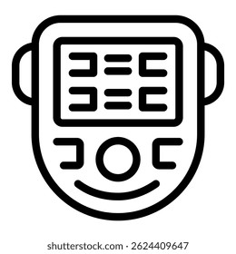Electronic device showing data with buttons and screen for user interface and control