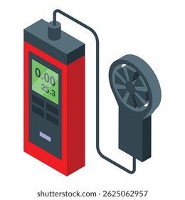 Electronic device showing wind speed data, used for meteorology, hvac and environmental monitoring