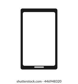 electronic device smartphone with white screen over isolated background, vector illustration 