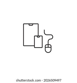 Electronic device, tablet, smartphone, computer mouse simple thin line icon vector illustration