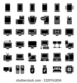 Electronic device vetor illustration set, solid style icon