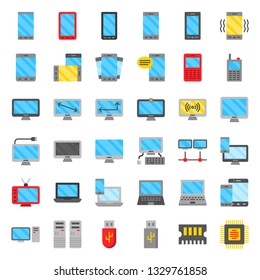 Electronic device vetor illustration set, flat style icon