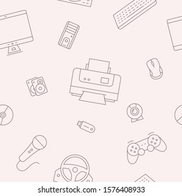 Electronic devices background - Vector seamless pattern of technique and computer for graphic design