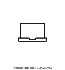 Electronic devices concept. Monochrome illustration drawn with thin line. Perfect for internet resources, stores, books, banner. Line icon of opened laptop with keyboard 
