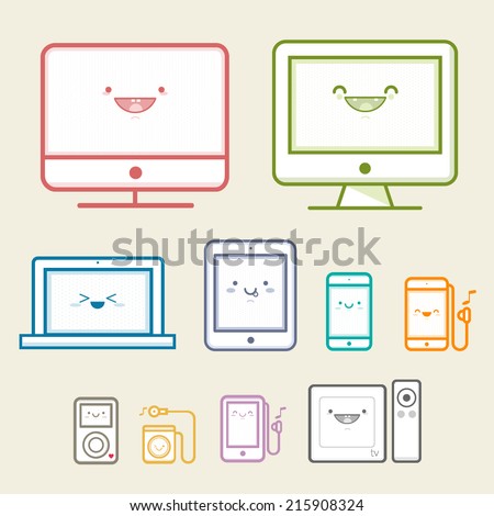 Electronic Devices cute Icons colorful