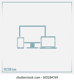 Electronic Devices  - desktop computer, laptop and mobile phones. Eps10 