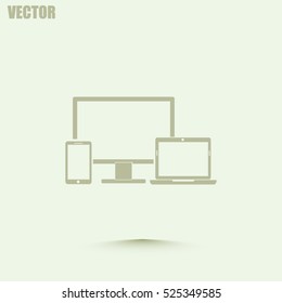 Electronic Devices  - desktop computer, laptop and mobile phones. Eps10 