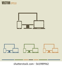 Electronic Devices  - desktop computer, laptop and mobile phones. Eps10 