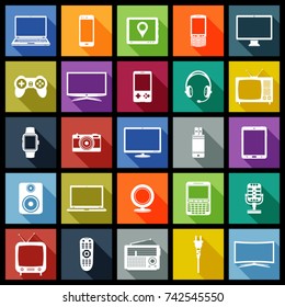 Electronic devices flat design icons