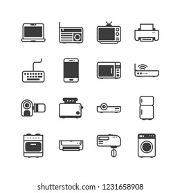 Electronic Devices And Home Appliances Icon Set